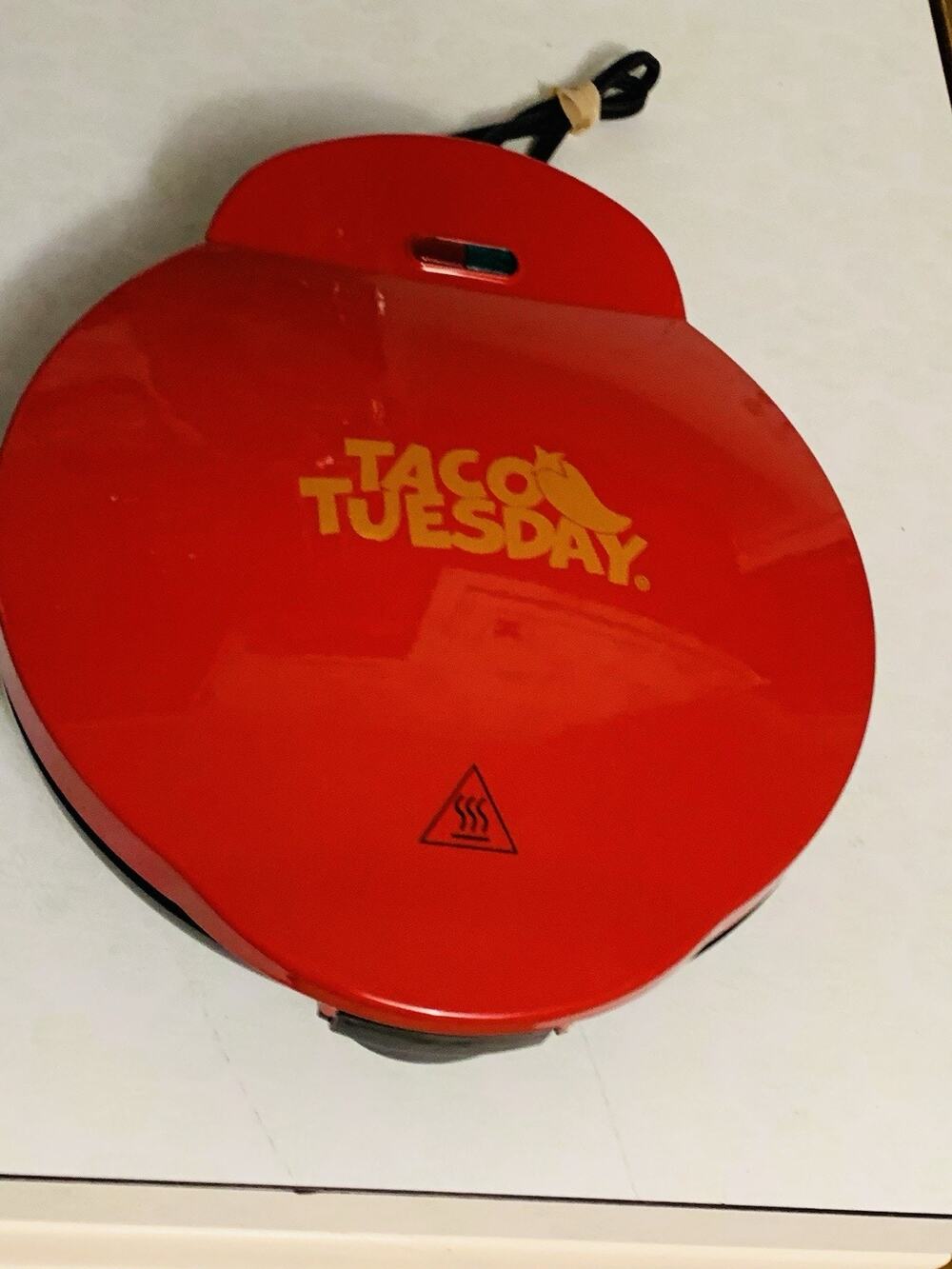 Taco Tuesday 8-Inch Electric Quesadilla Maker Red Non-Stick TCTEQM8RD